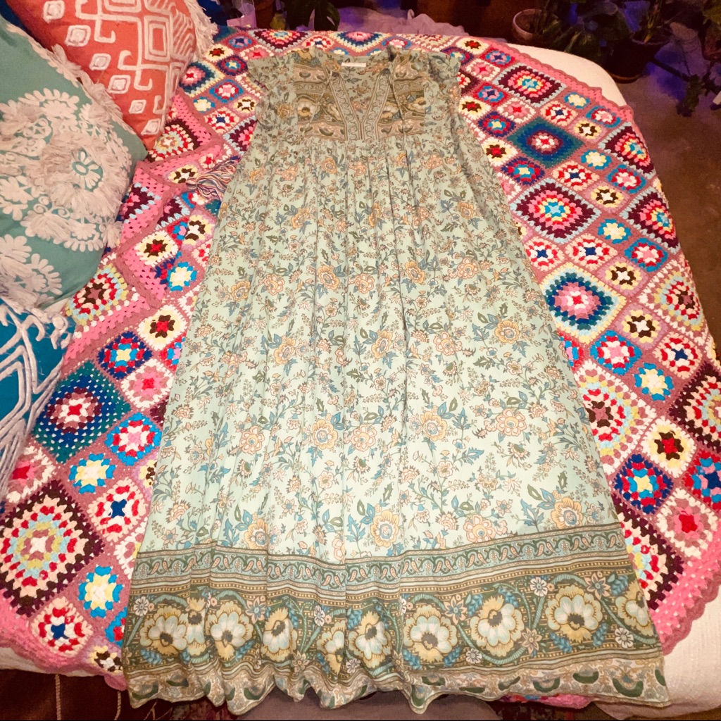 Spell & The Gypsy Folk Song House Gown Turquoise M Nwt